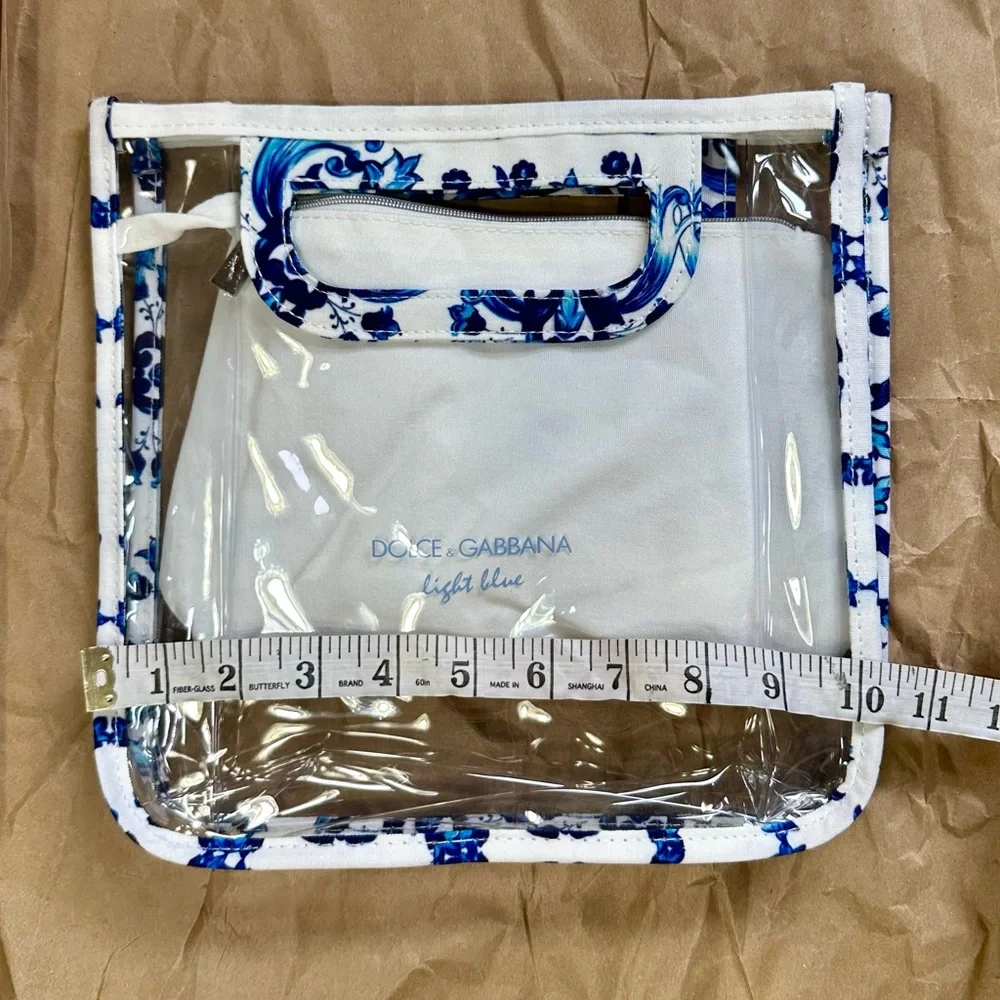 New Dolce & Gabbana Clear Tote with Blue Floral Trim and White Pouch - Picture 4 of 16